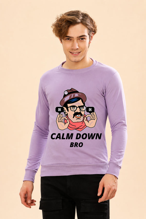 Faltu.co Calm Dawn Bro Printed Men’s Full Sleeve Premium Pure Cotton Sweatshirt
