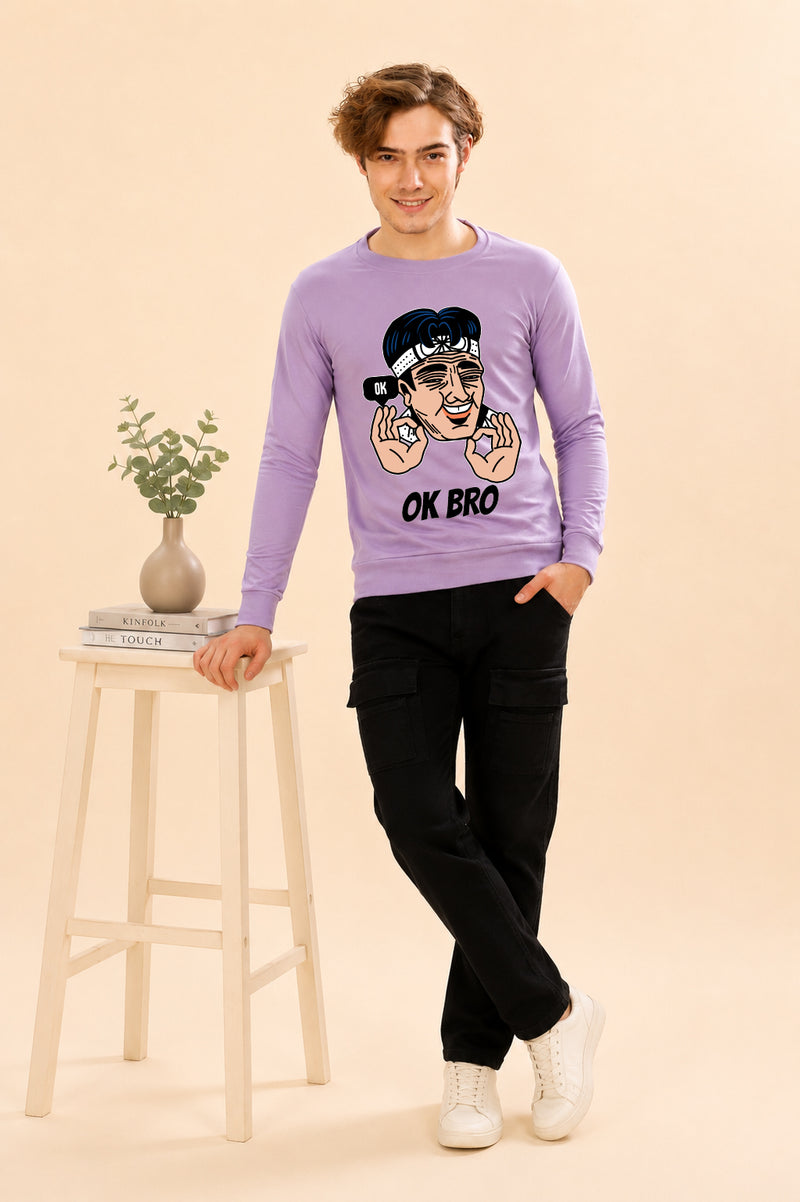 Faltu.co Ok Bro Printed Men’s Full Sleeve Premium Pure Cotton Sweatshirt