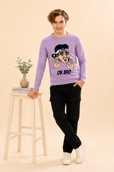 Faltu.co Ok Bro Printed Men’s Full Sleeve Premium Pure Cotton Sweatshirt