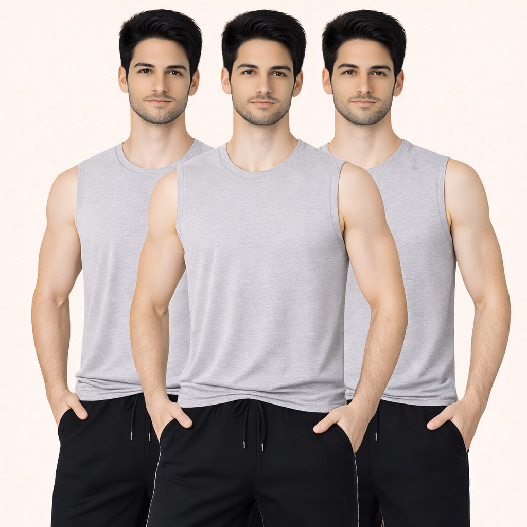 Faltu.co Pack of 3 Men Cotton Gym Vest Breathable Sleeveless Sando