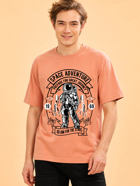 Faltu.co Space Adventure Men’s Printed Oversized Baggy Fit Rich Soft Cotton Fabric T-shirt