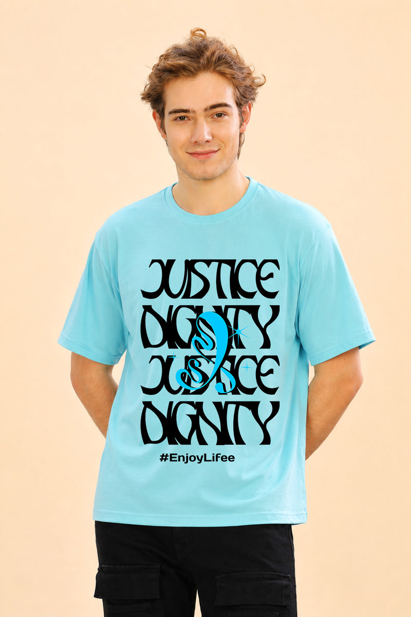 Faltu.co Justice Dignity Men’s Printed Oversized Baggy Fit Rich Soft Cotton Fabric T-shirt