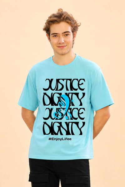 Faltu.co Justice Dignity Men’s Printed Oversized Baggy Fit Rich Soft Cotton Fabric T-shirt