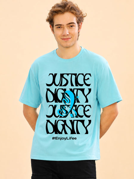 Faltu.co Justice Dignity Men’s Printed Oversized Baggy Fit Rich Soft Cotton Fabric T-shirt
