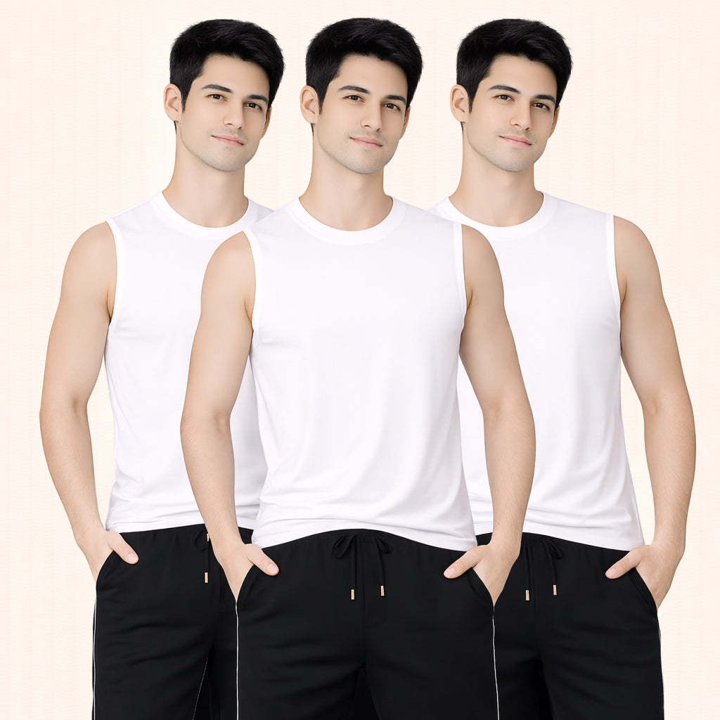 Faltu.co Pack of 3 Men Cotton Gym Vest Breathable Sleeveless Sando
