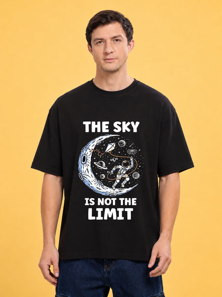Faltu.co The Sky Is the Limit Men’s Printed Oversized Baggy Fit Rich Soft Cotton Fabric T-shirt