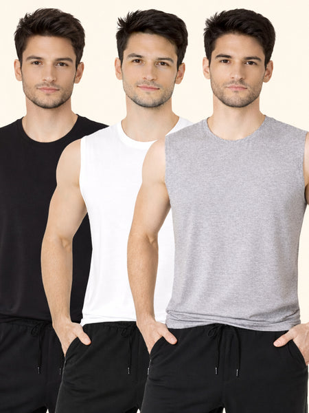Faltu.co Pack of 3 Multicolour Men Cotton Gym Vest Breathable Sleeveless Sando
