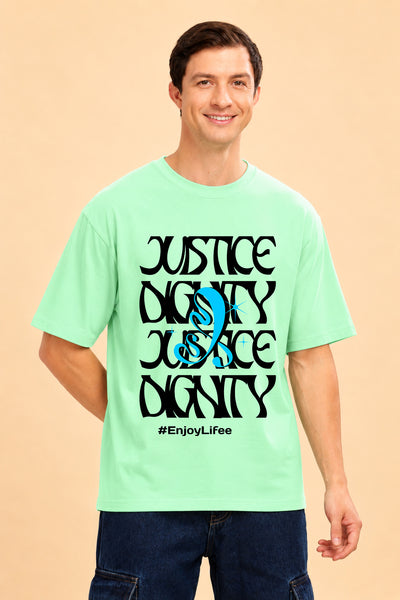 Faltu.co Justice Dignity Men’s Printed Oversized Baggy Fit Rich Soft Cotton Fabric T-shirt