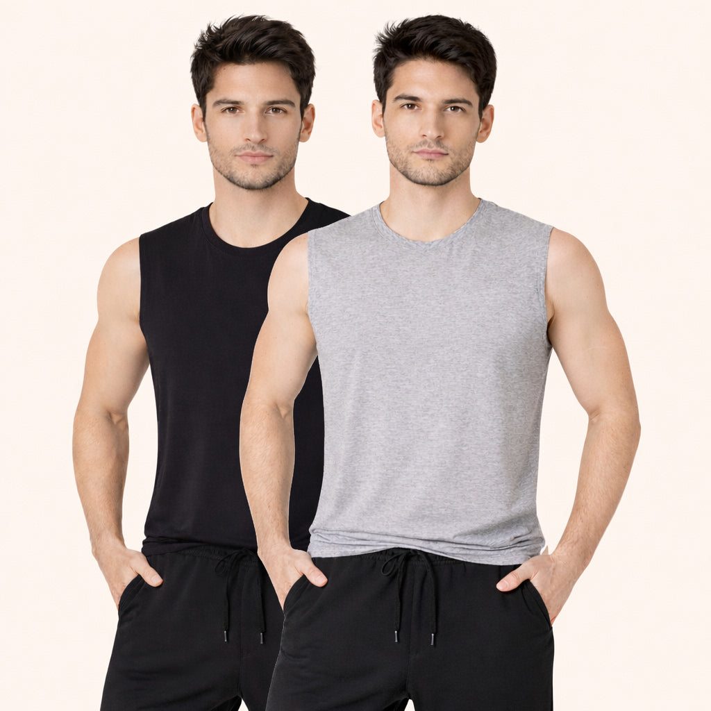 Faltu.co Pack of 2 Multicolour Men Cotton Gym Vest Breathable Sleeveless Sando