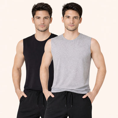 Faltu.co Pack of 2 Multicolour Men Cotton Gym Vest Breathable Sleeveless Sando