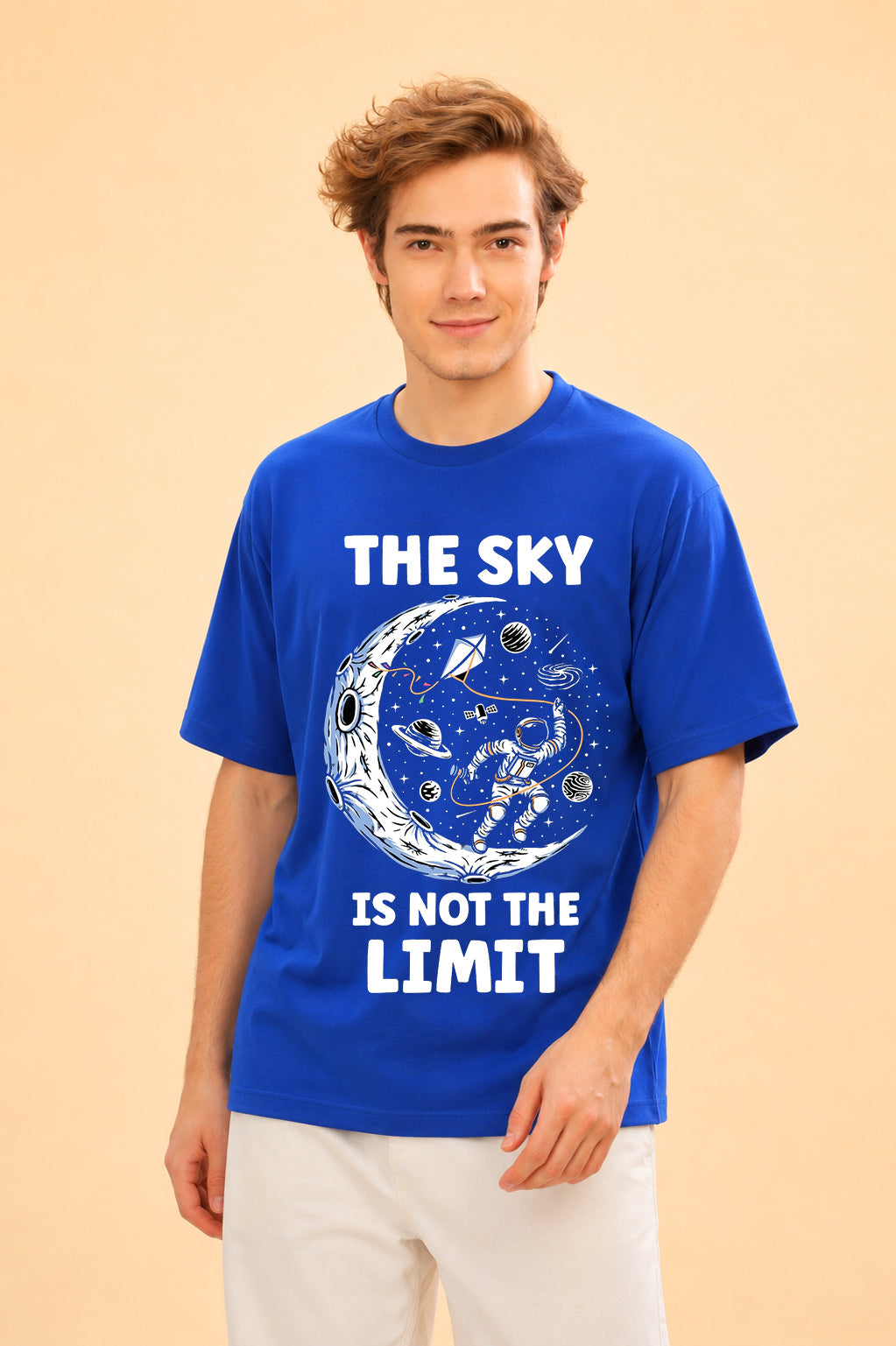 Faltu.co The Sky Is the Limit Men’s Printed Oversized Baggy Fit Rich Soft Cotton Fabric T-shirt