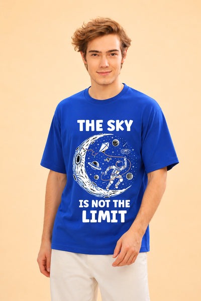 Faltu.co The Sky Is the Limit Men’s Printed Oversized Baggy Fit Rich Soft Cotton Fabric T-shirt