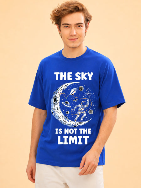 Faltu.co The Sky Is the Limit Men’s Printed Oversized Baggy Fit Rich Soft Cotton Fabric T-shirt