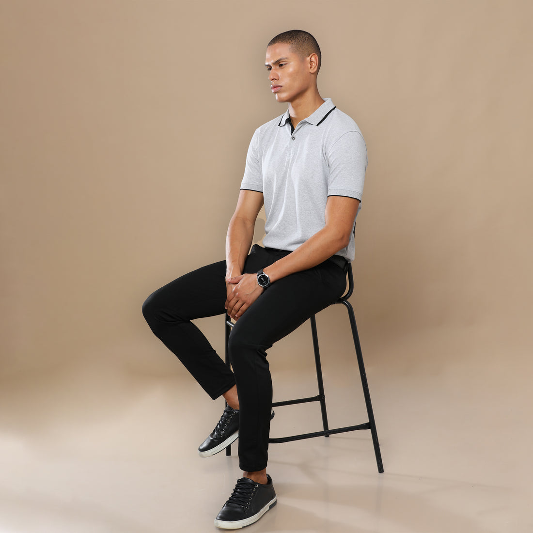 Sustainable Heather Grey Men's Premium Polo T-Shirt | Eco-Friendly Casual Wear
