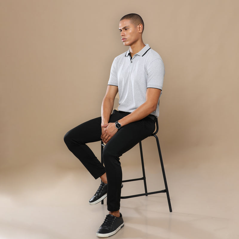 Sustainable Heather Grey Men's Premium Polo T-Shirt | Eco-Friendly Casual Wear