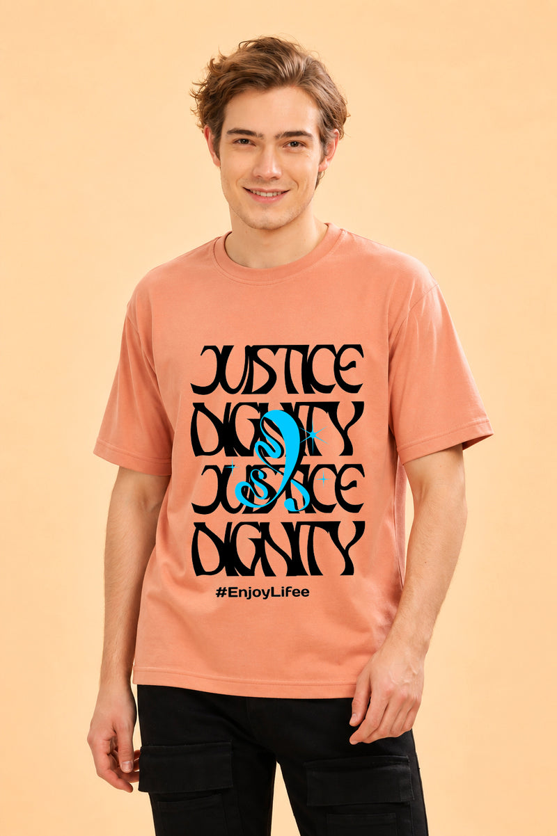 Faltu.co Justice Dignity Men’s Printed Oversized Baggy Fit Rich Soft Cotton Fabric T-shirt