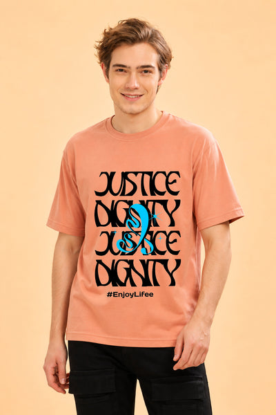 Faltu.co Justice Dignity Men’s Printed Oversized Baggy Fit Rich Soft Cotton Fabric T-shirt
