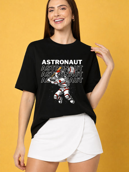 Astronaut 2 Printed Oversized Baggy Loose Fit T-Shirt