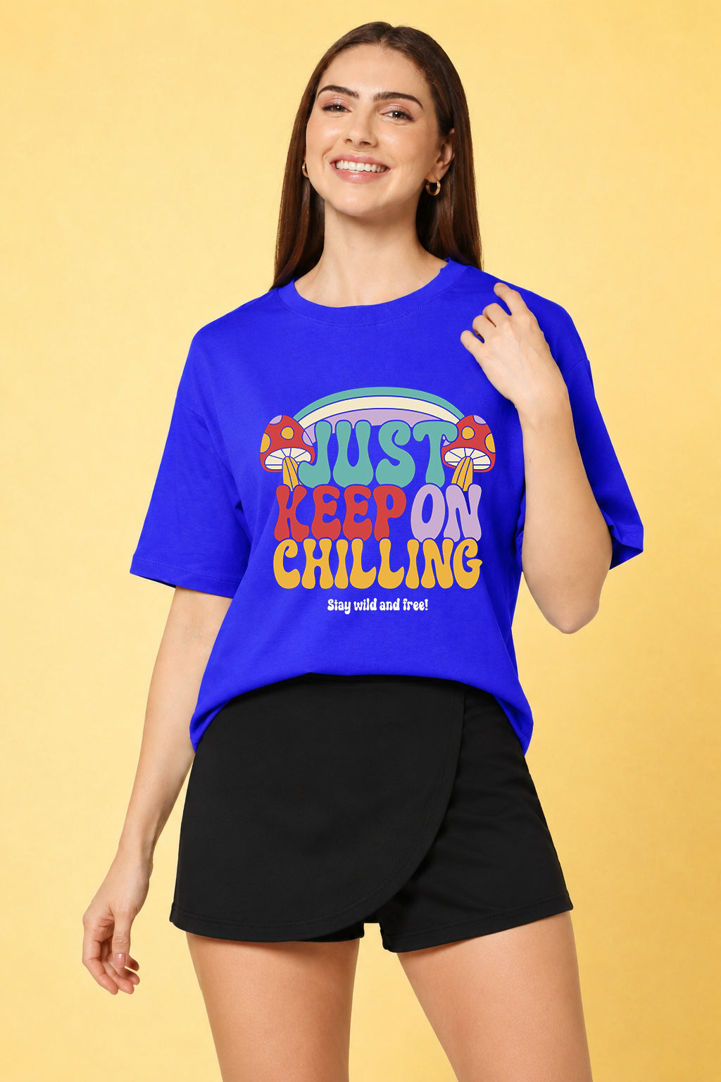 Just Keep On Chilling Printed Oversized Baggy Loose Fit T-Shirt