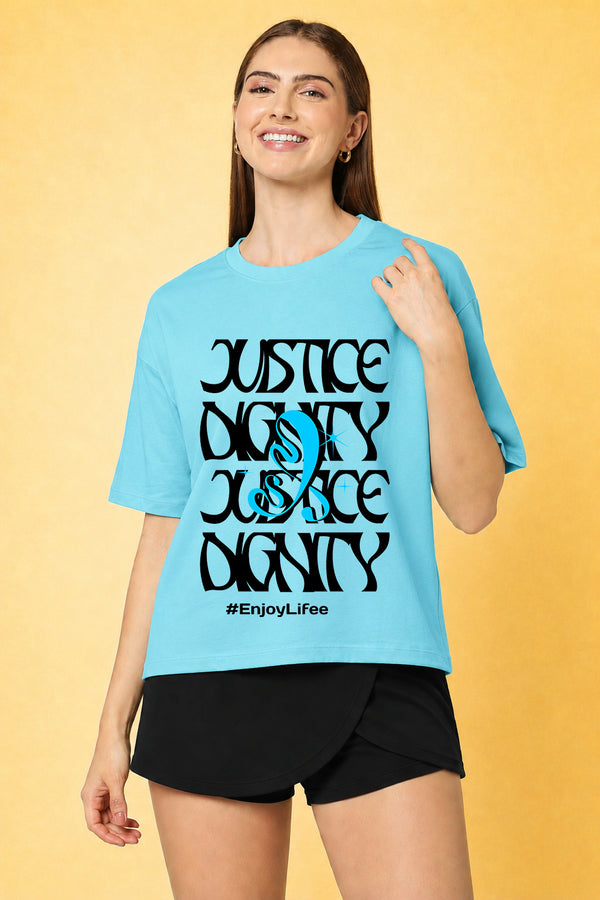 Justice Dignity Printed Oversized Baggy Loose Fit T-Shirt