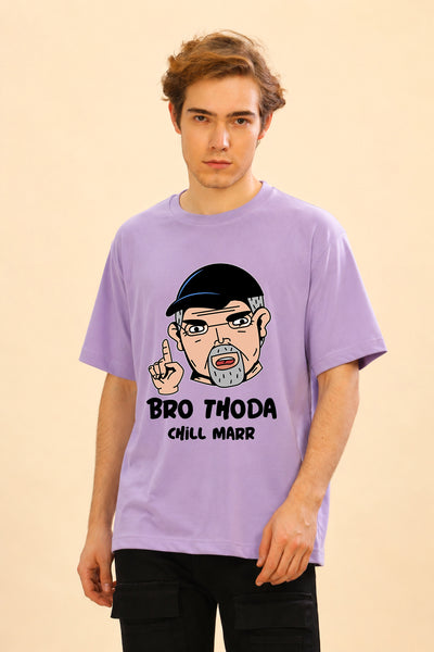 Faltu.co Bro Thoda Chill Kar Men’s Printed Oversized Baggy Fit Rich Soft Cotton Fabric T-shirt