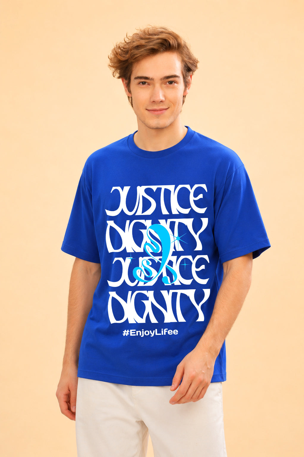 Faltu.co Justice Dignity Men’s Printed Oversized Baggy Fit Rich Soft Cotton Fabric T-shirt