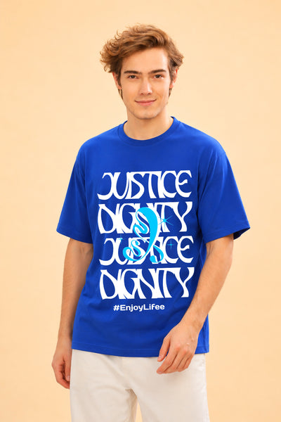 Faltu.co Justice Dignity Men’s Printed Oversized Baggy Fit Rich Soft Cotton Fabric T-shirt