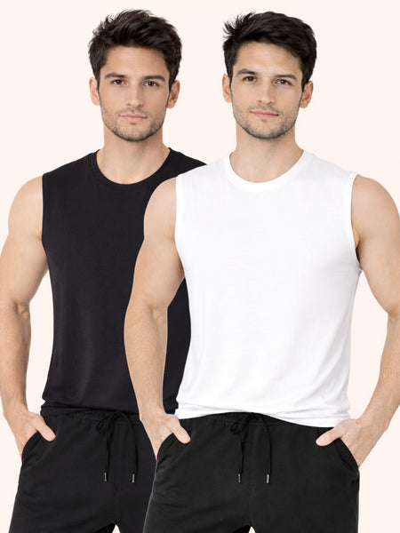 Faltu.co Pack of 2 Multicolour Men Cotton Gym Vest Breathable Sleeveless Sando