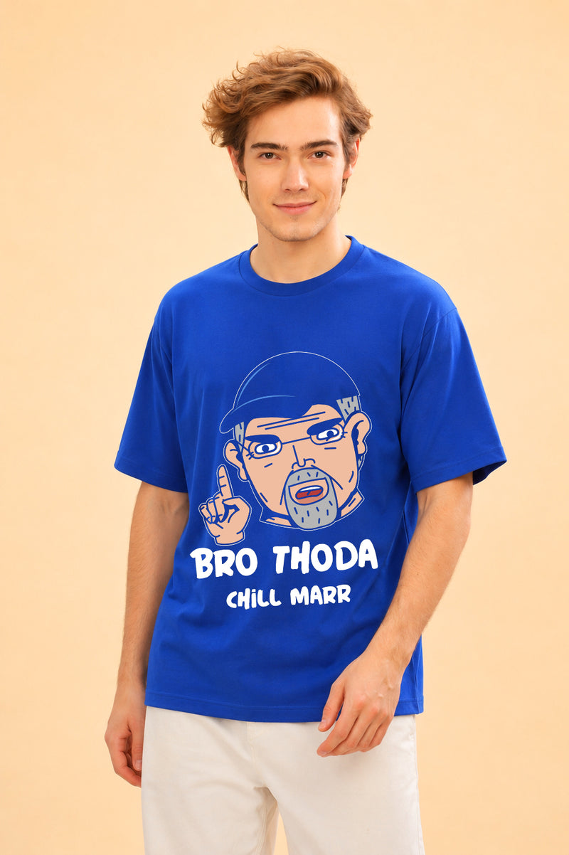 Faltu.co Bro Thoda Chill Kar Men’s Printed Oversized Baggy Fit Rich Soft Cotton Fabric T-shirt