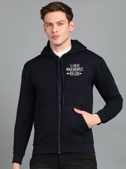 Travel Printed Men Winter Full Sleeve Zipper Hooded Hoodie with 2 Kangaroo Pockets