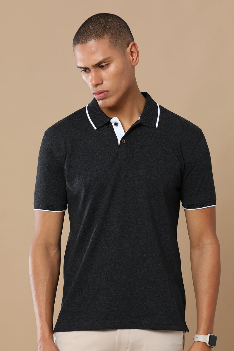 Charcoal Melange Eco-Friendly Men’s Casual Wear Sustainable Polo T-Shirt