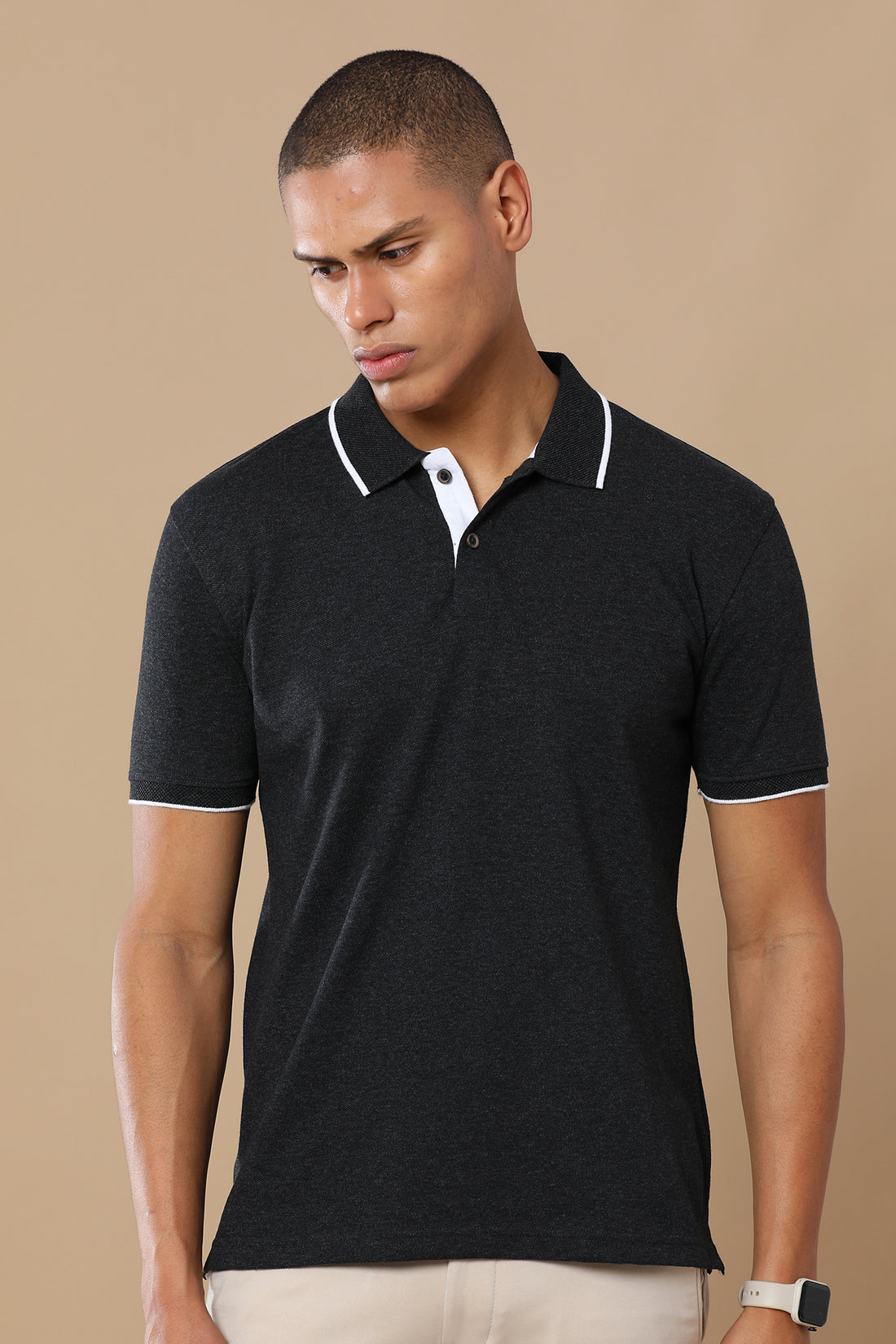 Charcoal Melange Eco-Friendly Men’s Casual Wear Sustainable Polo T-Shirt