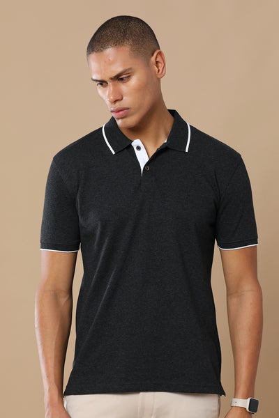 Charcoal Melange Eco-Friendly Men’s Casual Wear Sustainable Polo T-Shirt