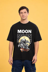 Faltu.co Moon Men’s Printed Oversized Baggy Fit Rich Soft Cotton Fabric T-shirt