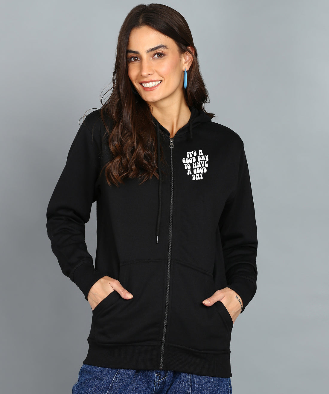 Good Day Women’s Zipper Hooded Hoodie
