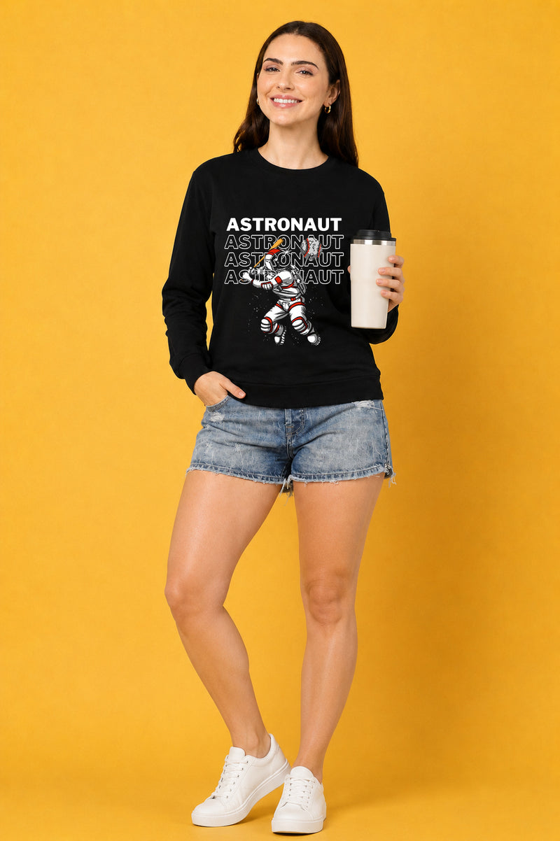 Astronaut 2 Printed Women’s Cozy & Stylish Full Sleeve Pastel Colour Sweatshirt
