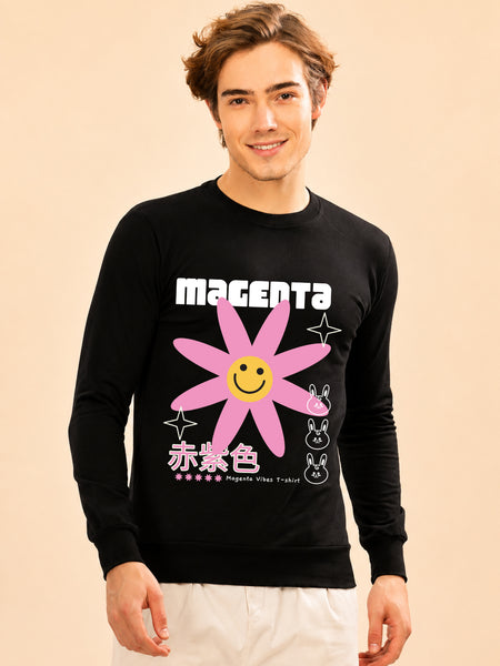 Magenta Printed Men’s Full Sleeve Premium Pure Cotton Sweatshirt