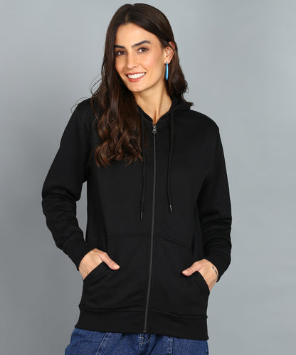 Women’s Plain Zipper Hooded Hoodie Stylish & Comfortable