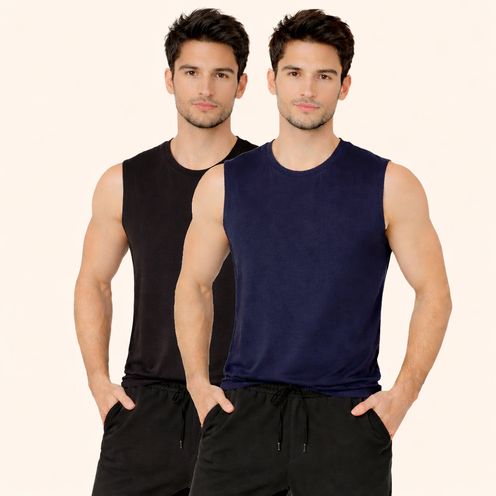 Faltu.co Pack of 2 Multicolour Men Cotton Gym Vest Breathable Sleeveless Sando