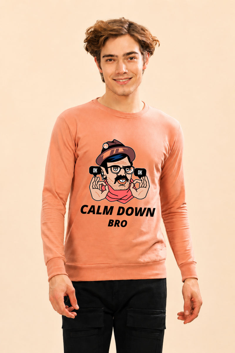 Faltu.co Calm Dawn Bro Printed Men’s Full Sleeve Premium Pure Cotton Sweatshirt
