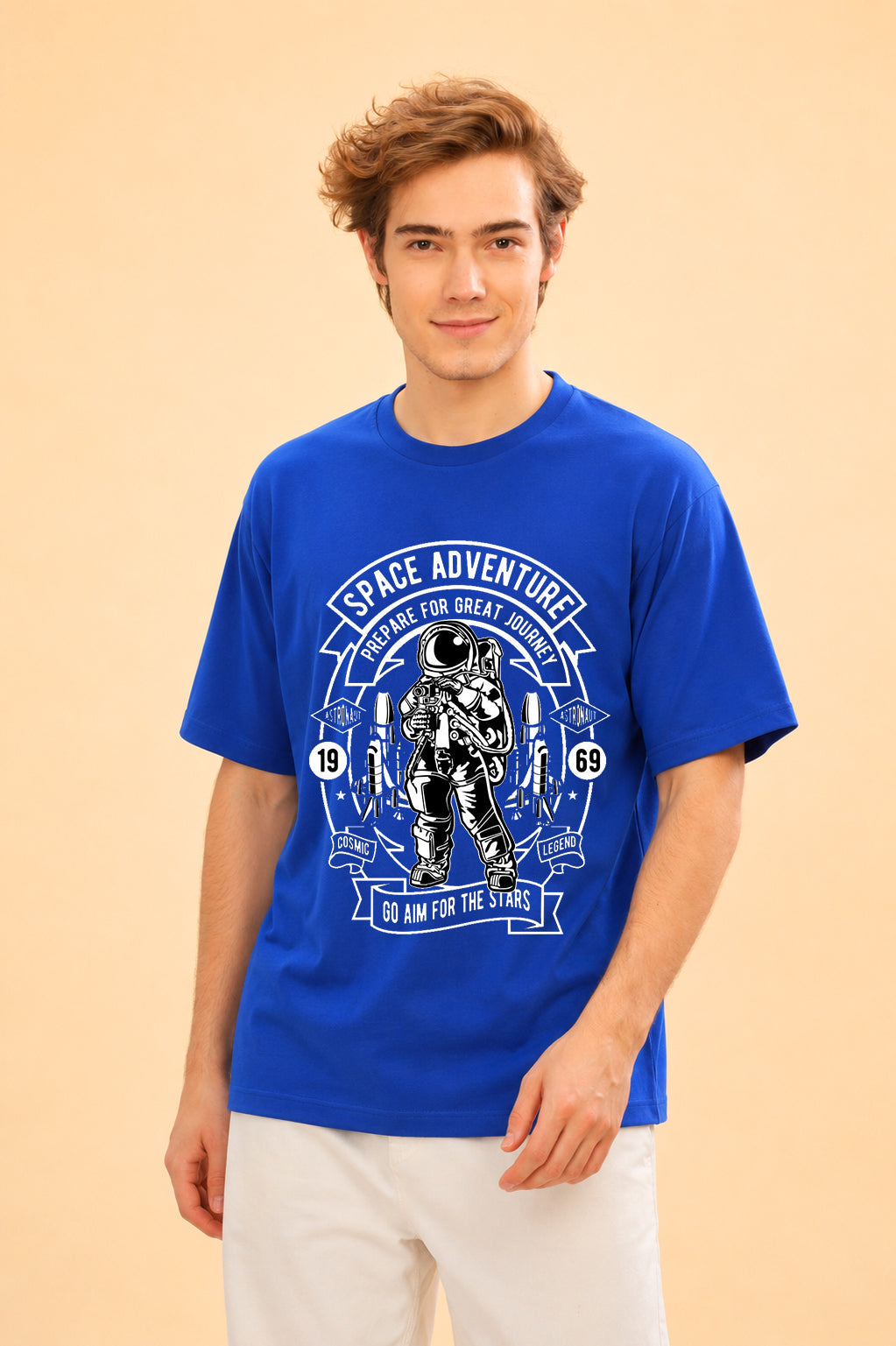 Faltu.co Space Adventure Men’s Printed Oversized Baggy Fit Rich Soft Cotton Fabric T-shirt
