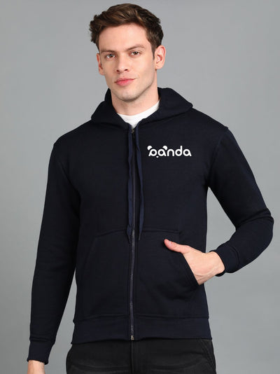 Panda Printed Men Winter Full Sleeve Zipper Hooded Hoodie with 2 Kangaroo Pockets