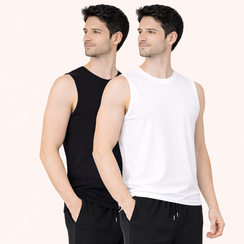 Faltu.co Pack of 2 Multicolour Men Cotton Gym Vest Breathable Sleeveless Sando