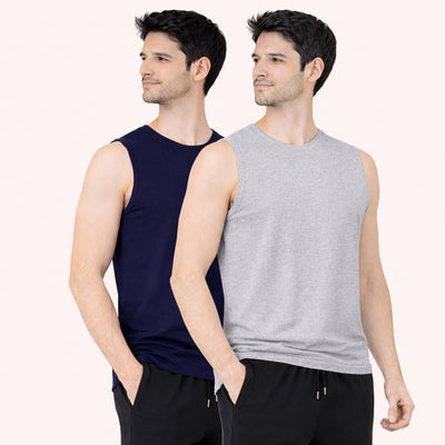 Faltu.co Pack of 2 Multicolour Men Cotton Gym Vest Breathable Sleeveless Sando