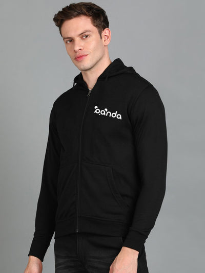 Panda Printed Men Winter Full Sleeve Zipper Hooded Hoodie with 2 Kangaroo Pockets