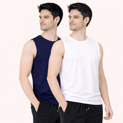 Faltu.co Pack of 2 Multicolour Men Cotton Gym Vest Breathable Sleeveless Sando