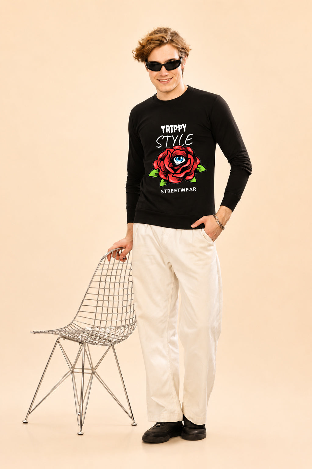 Trippy Style Streetwear Printed Men’s Full Sleeve Premium Pure Cotton Sweatshirt