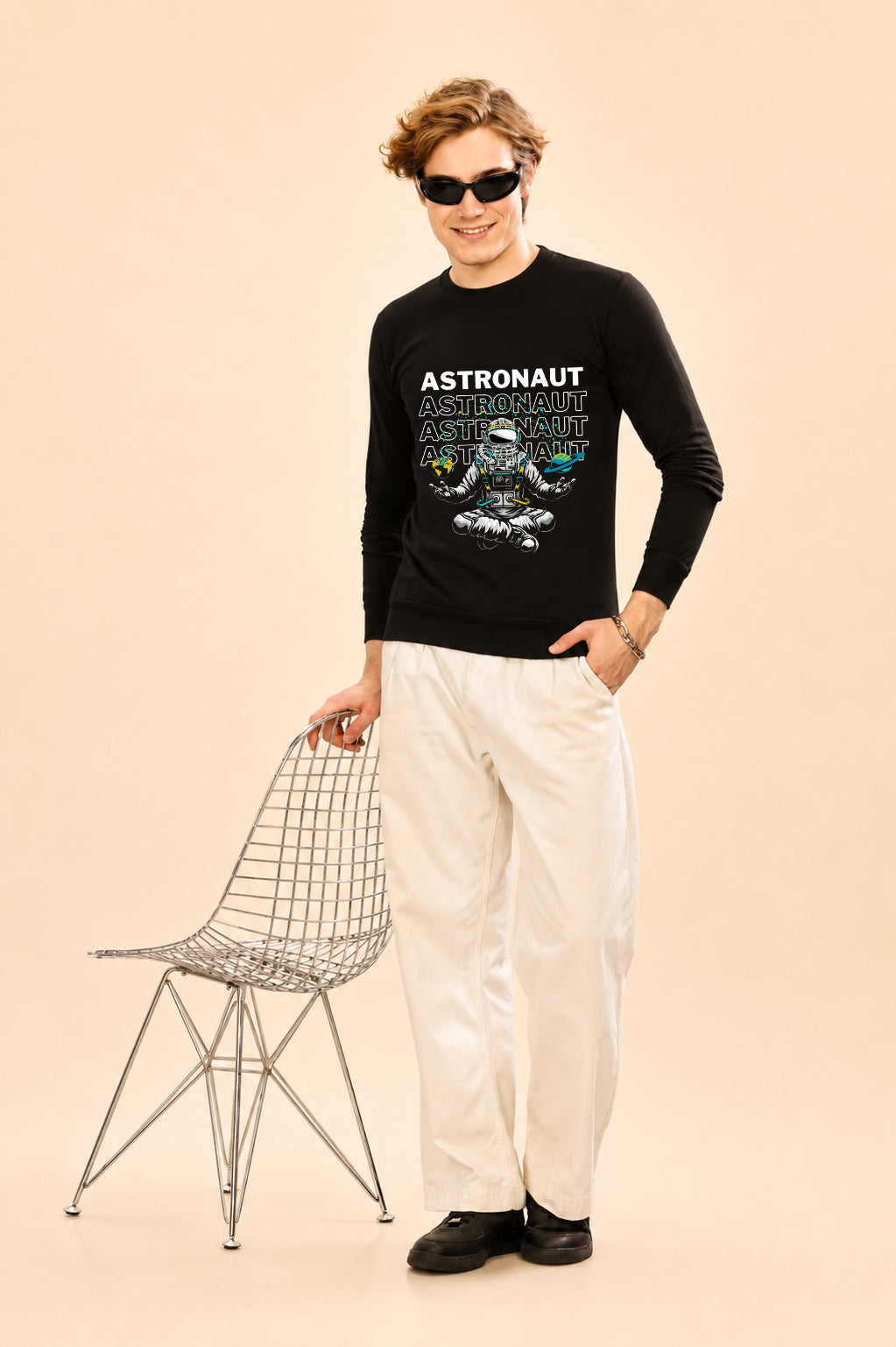 Faltu.co Astronout Printed Men’s Full Sleeve Premium Pure Cotton Sweatshirt