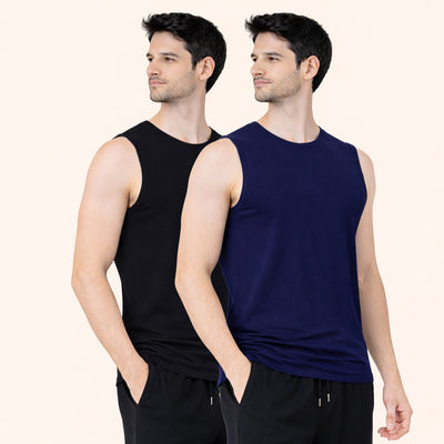 Faltu.co Pack of 2 Multicolour Men Cotton Gym Vest Breathable Sleeveless Sando
