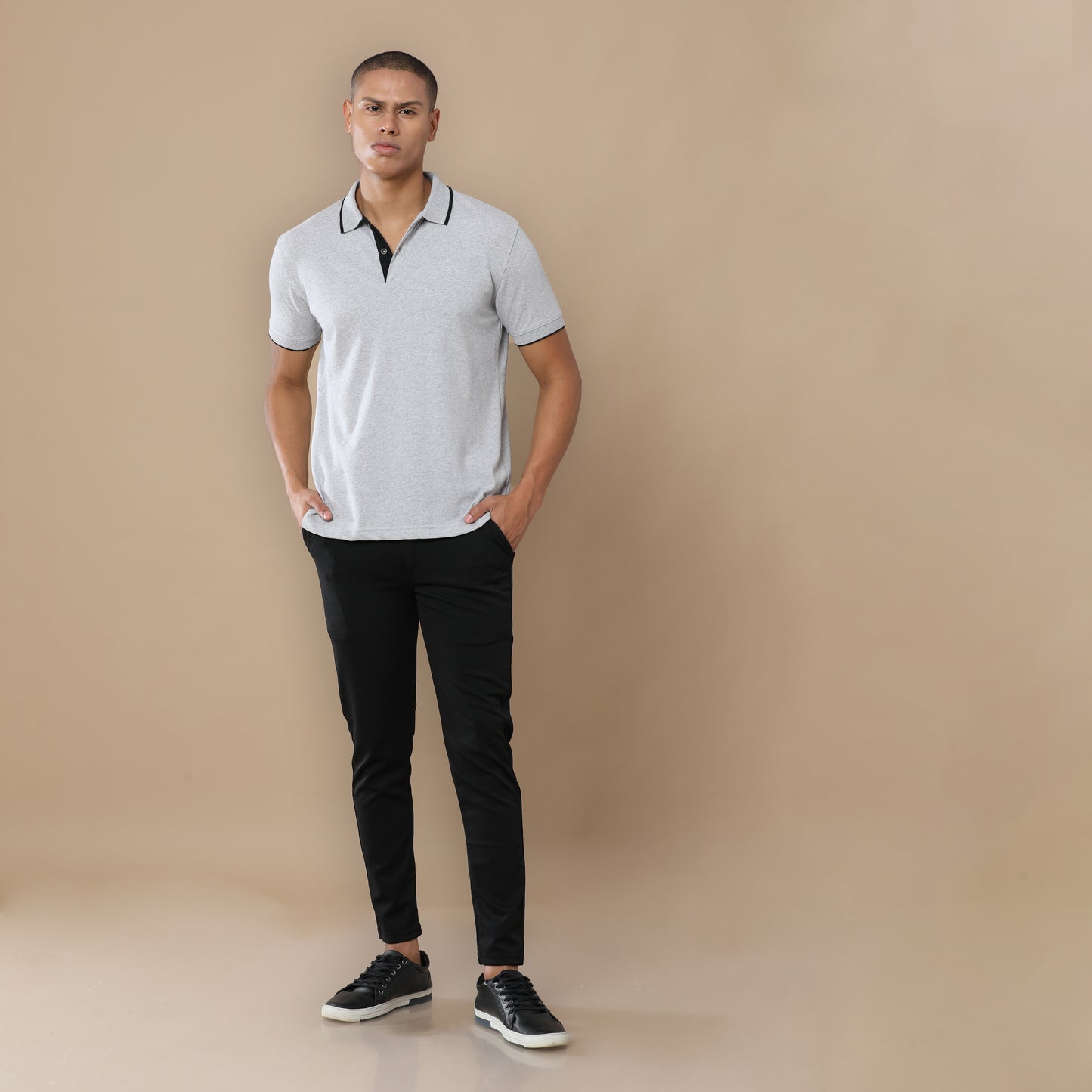 Sustainable Heather Grey Men's Premium Polo T-Shirt | Eco-Friendly Casual Wear